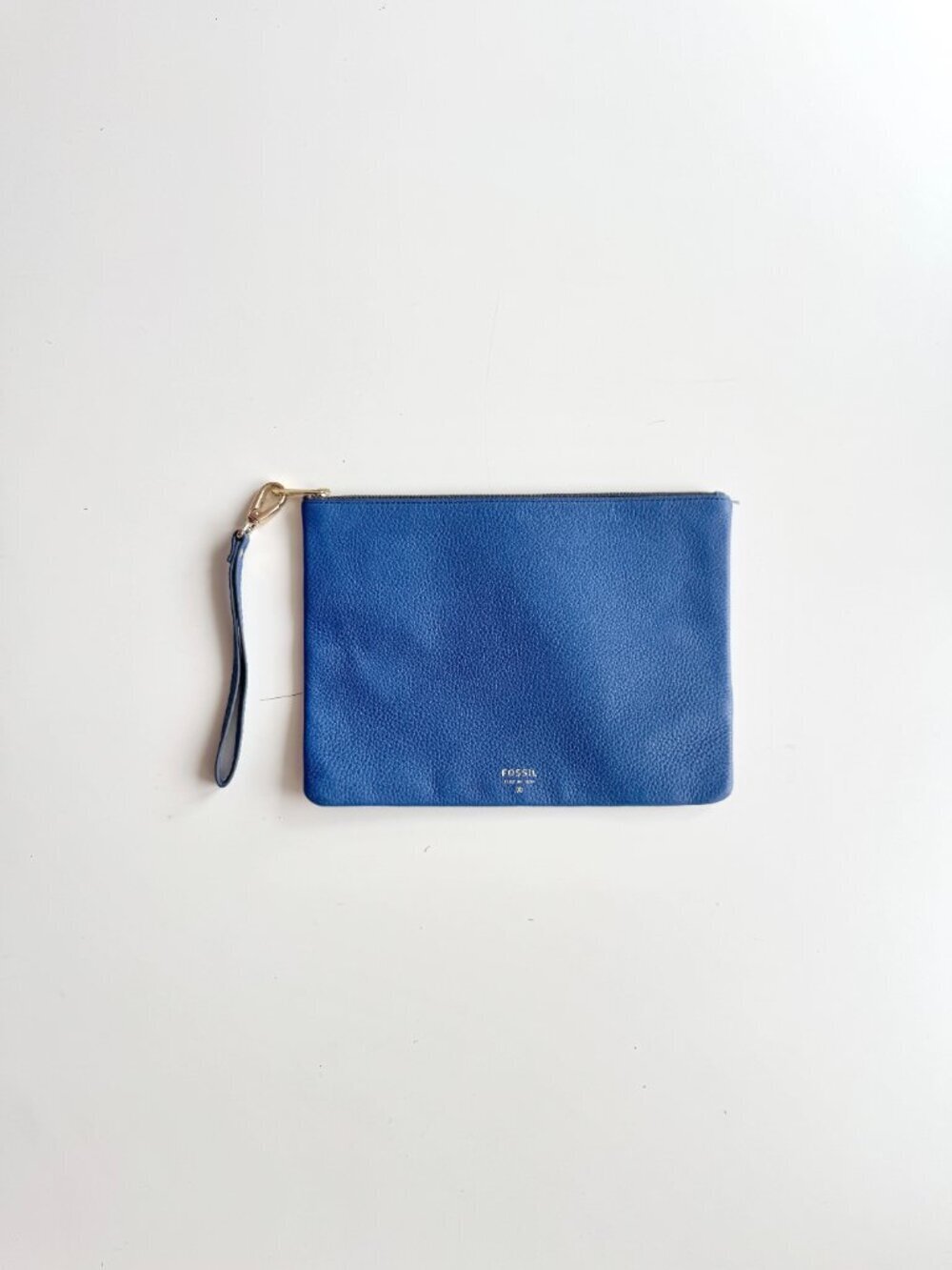 FOSSIL Cobalt Blue Leather Wristlet Pouch Clutch Purse